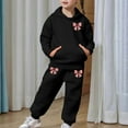 thumbnail image 6 of XAOFW Kids Outfits Girls Winter Plush Bow Graphic Long Sleeve Hoodie Joggers Comfy Two Piece Playwear Stylish Comfort Fashionable Casual Daily Wear Sets, 6 of 7