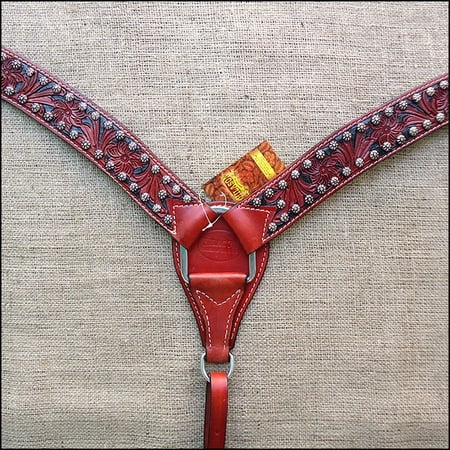 Hand Tooled Black Leather - HILASON WESTERN AMERICAN LEATHER HORSE BREAST COLLAR HAND TOOL MAHOGANY BLACK