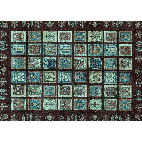 Ahgly Company Indoor Rectangle Abstract Light Blue Modern Area Rugs, 5' x 7'