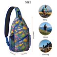 thumbnail image 2 of Funny Dinosaur Print Sling Bag, Colorful Cartoon Dino Pattern Lightweight Backpack for Travel, Outdoor Adventures, and School Use, 2 of 5