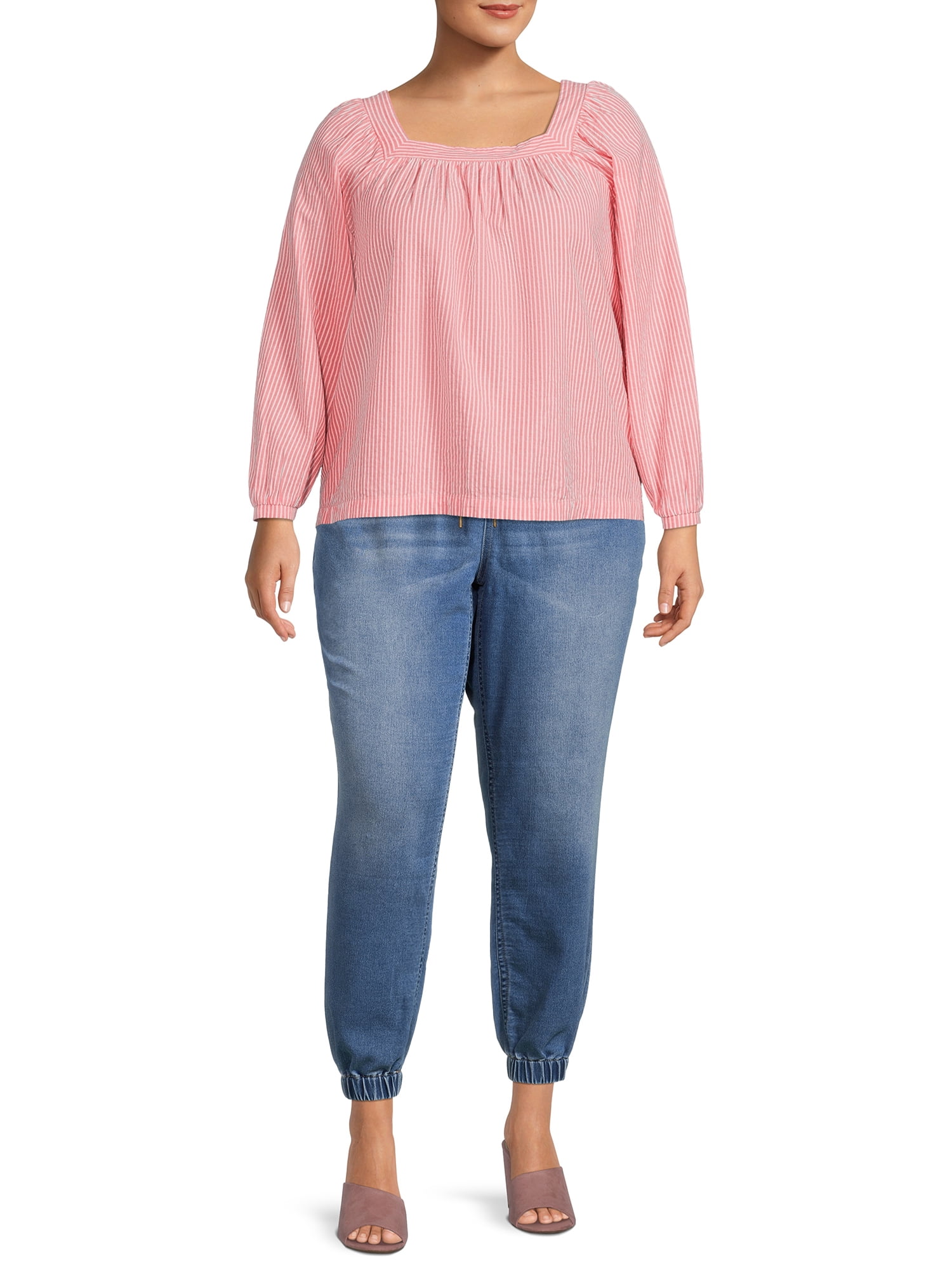 Terra & Sky Women's Plus Size Square Neck Top
