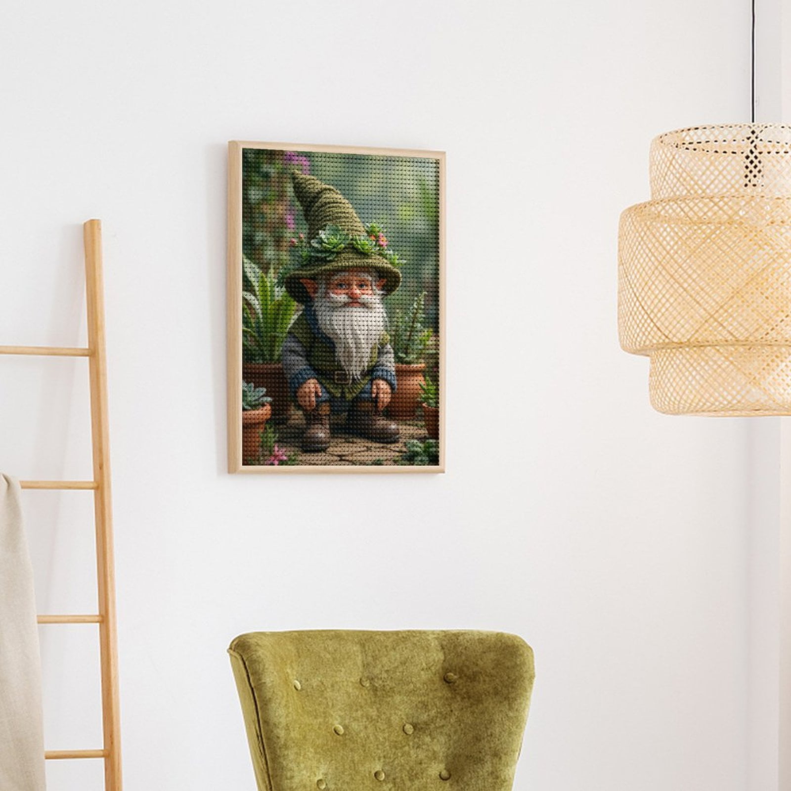 Diamond Art Kits for Adults, Garden Gnome Greenery Charm 5D Diamond Painting Kits for Adults Beginners, DIY Full Drill Diamond Painting, Gem Art and Crafts 12x16