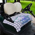 thumbnail image 2 of Golf Cart Seat Covers for 2 Seater, Blue Flower Soft Microfiber Cart Seat Towel Blanket, Green Leaves Rustic Plaid Purple Absorbent Breathable Non Slip Bench Seats Protector for Golf Course 51"x31", 2 of 9