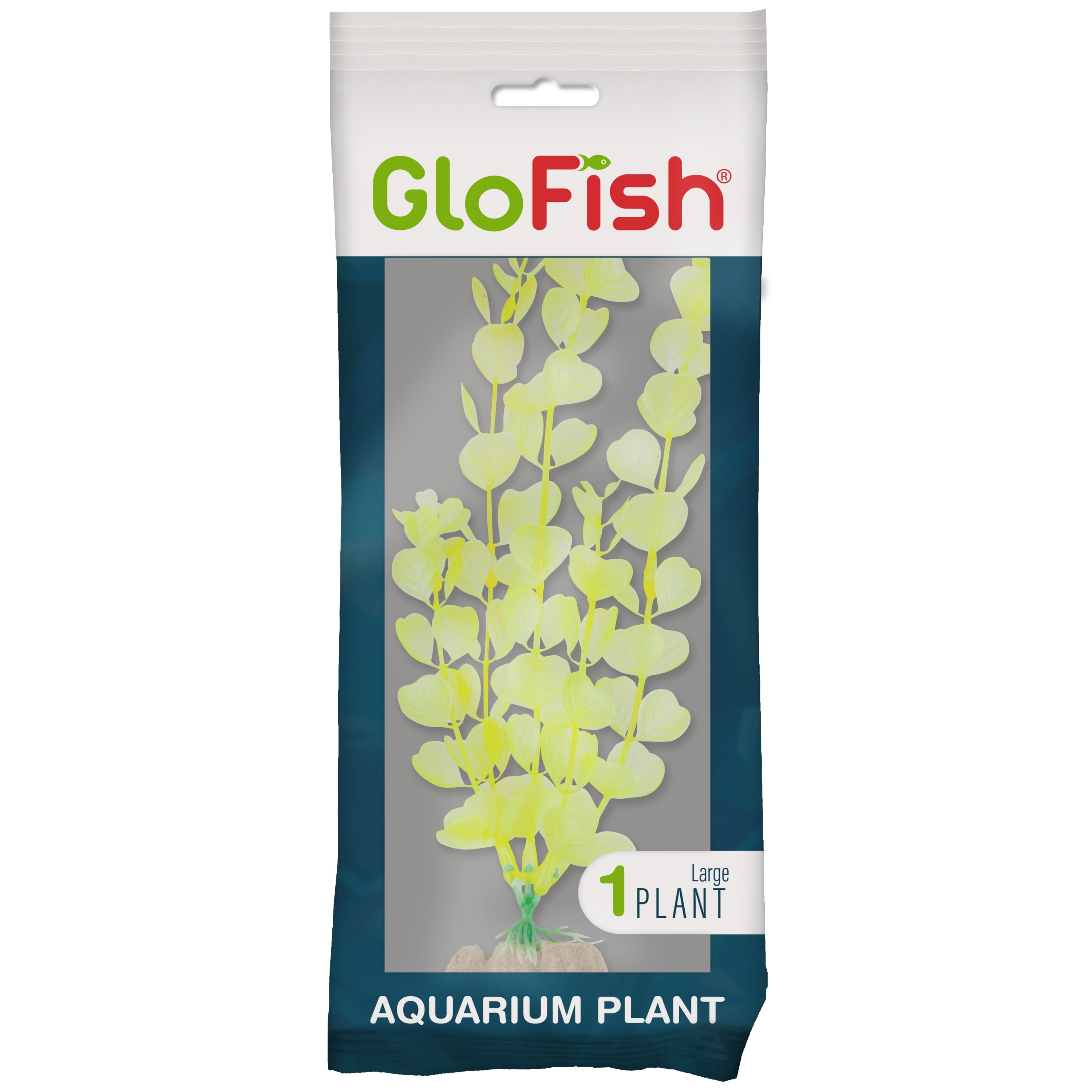 GloFish Yellow Fluorescent Plastic Aquarium Plant Decoration, Large
