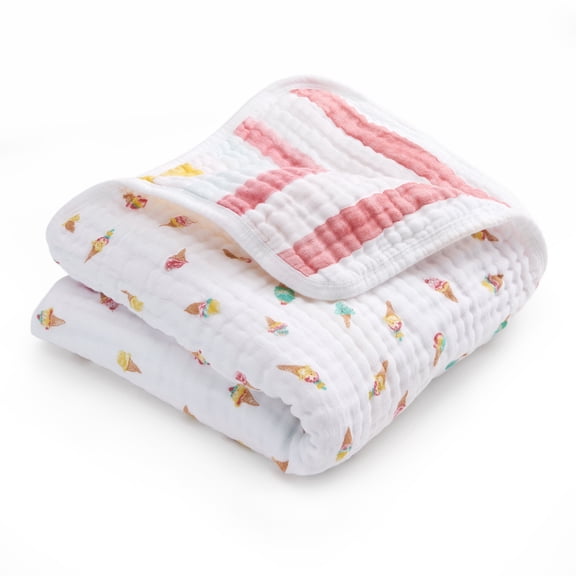 aden anais Essentials Muslin Baby Blanket for Girls and Boys, Ice Cream Dreams Design