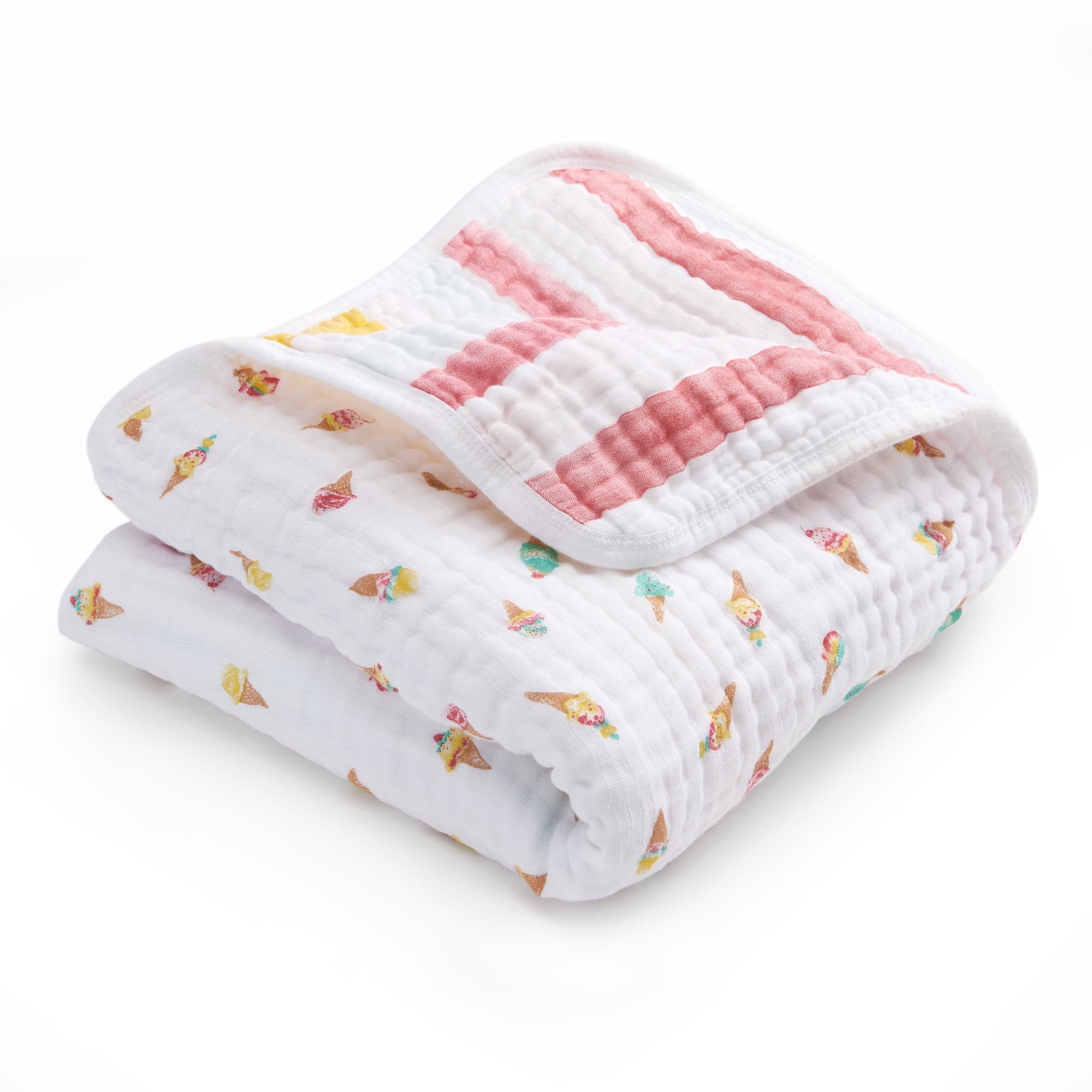 aden + anais Essentials Muslin Baby Blanket for Girls and Boys, Ice Cream Dreams Design