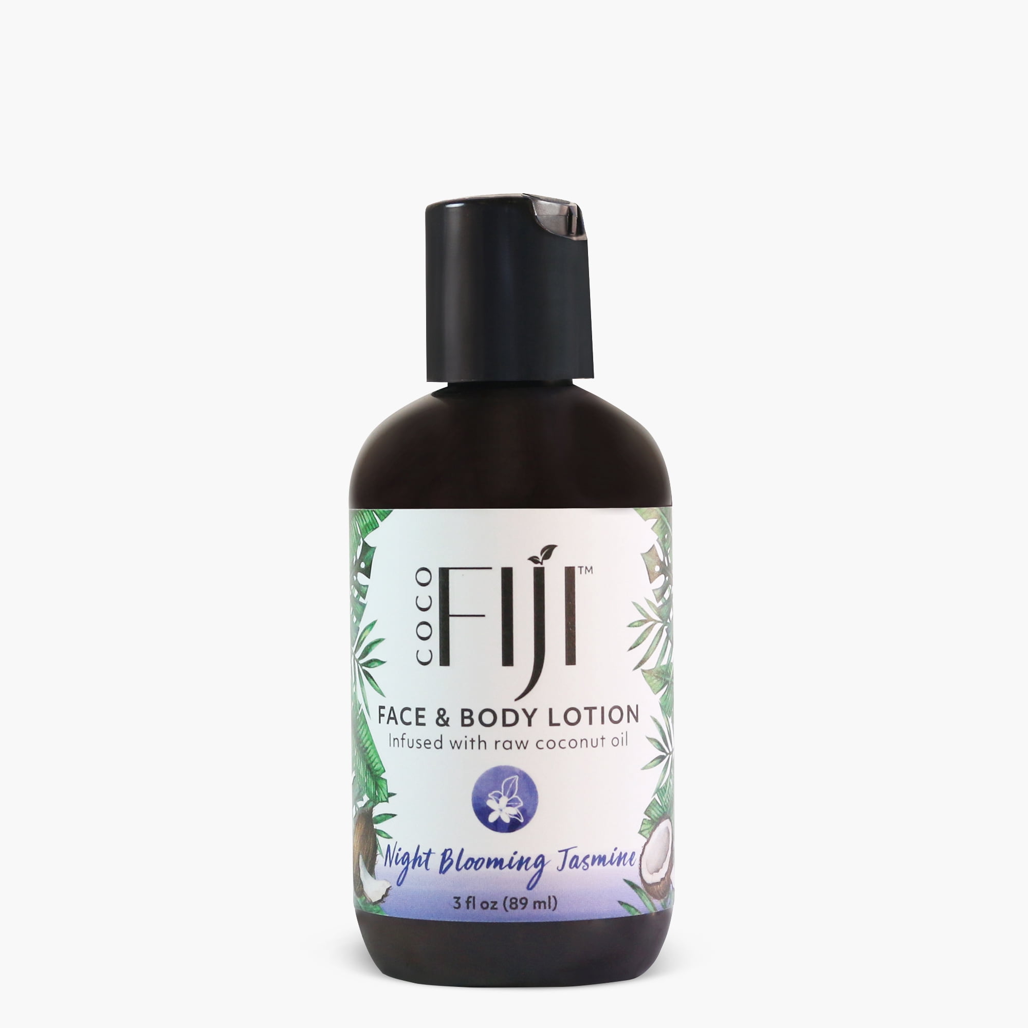 Coco Fiji Face & Body Lotion Infused With Coconut Oil | Lotion for Dry Skin | Moisturizer Face Cream & Massage Lotion for Women & Men | Night Blooming jasmine 3 oz