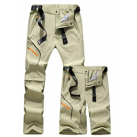 Men's Zipper Hiking Pants Breathable Soft Outdoor Functional Quick Drying Detachable Convertible Trousers with Belt for Adventure Travel Mens Beach Pants Trousers Vacation Cargo Pants