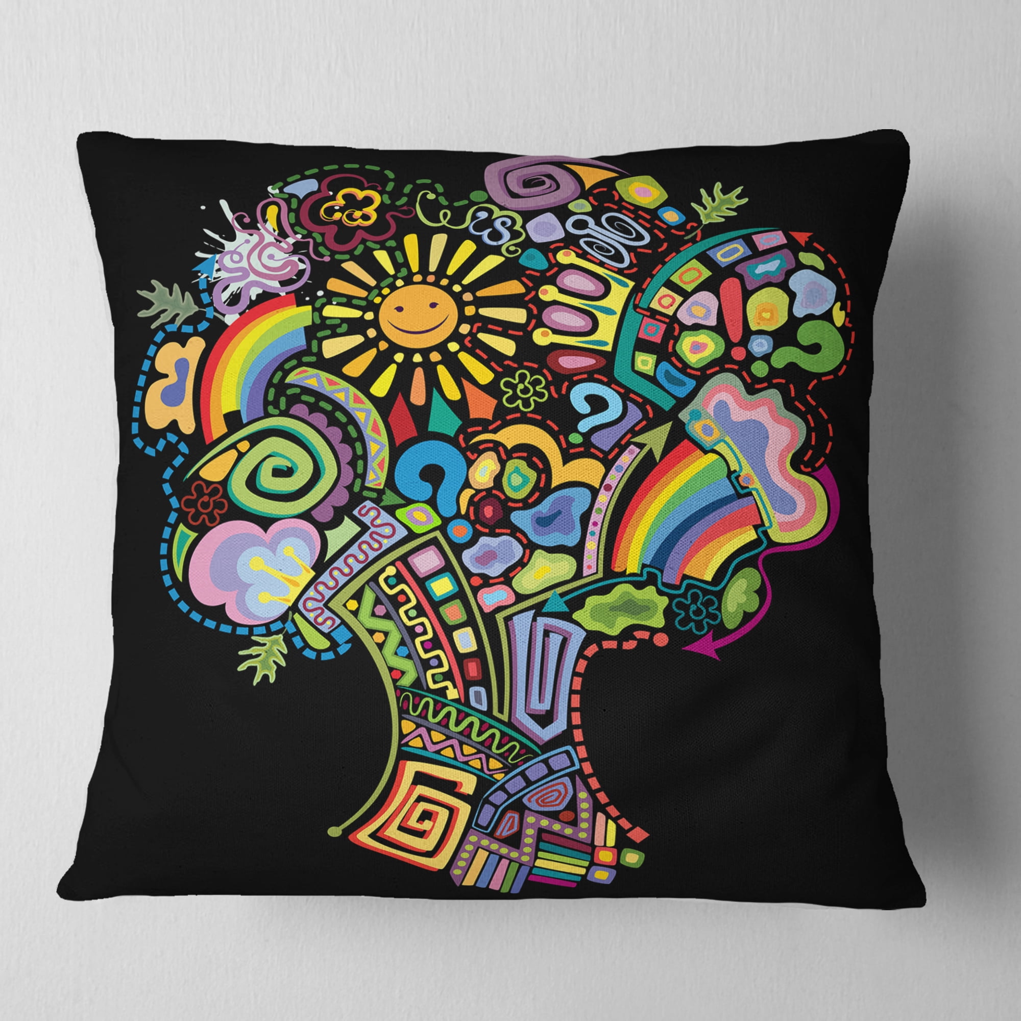 Designart Colorful Abstract Tree - Abstract Throw Pillow - 18x18