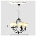 thumbnail image 6 of Cusp Barn 30" Modern Elegant Fabric Lamp Shade Metal Chandelier with Height Adjustable Chain, 6 of 9