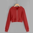 thumbnail image 4 of Dwellite Girls Zip-Up Hooded Lightweight Casual Fall Winter Sweatshirt with Pocket 5-13 Years Red 160, 4 of 5