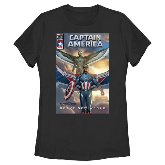 Women's Captain America: Brave New World Falcon and Captain America Comic Book Cover Graphic T-Shirt