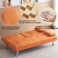 thumbnail image 6 of Faux Leather Convertible Folding Futon Sofa Bed with Adjustable Backrest, Movable Armrests, and Cup Holders for Living Room and Small Spaces, 6 of 9