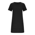 thumbnail image 4 of Robes d'Été Plissées pour Femmes Décontractées en Coton et Lin Robe Midi Tnuic Élégante à Manches Courtes Robe T-Shirt, 4 of 6
