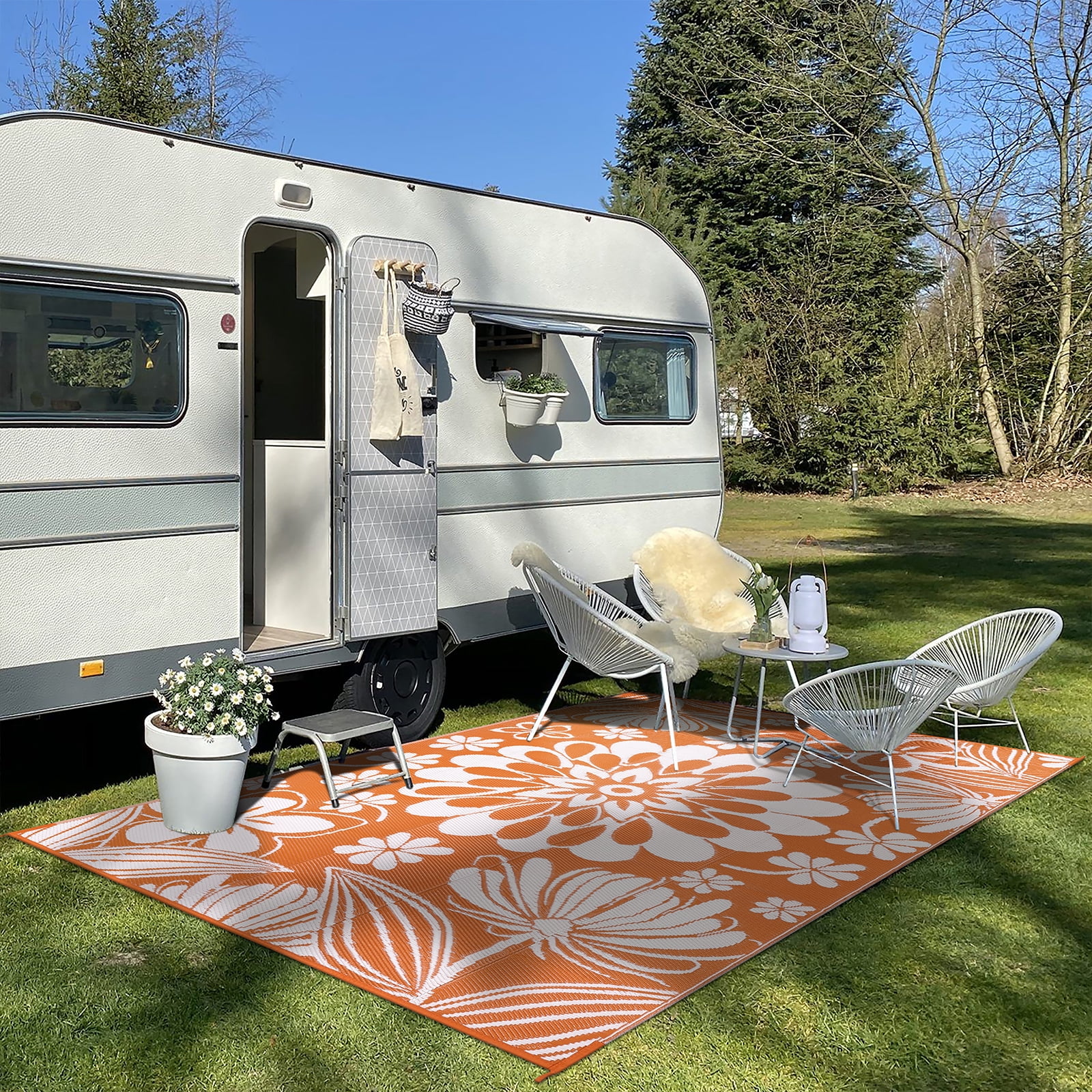LOKHOM Outdoor Rug 8'x10' for Patios Waterproof Reversible Patio Mat Plastic Straw Rug Outside Area Rug Carpet for Camping RV,Porch,Deck,Balcony,Camper,Backyard