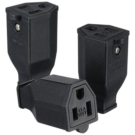 MUSEYA 3Pcs Female Extension Cord Ends Black Electrical Plug Replacement