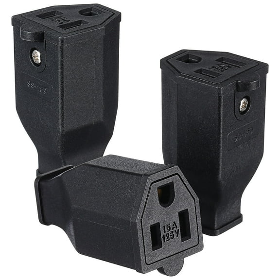 MUSEYA 3Pcs Female Extension Cord Ends Black Electrical Plug Replacement