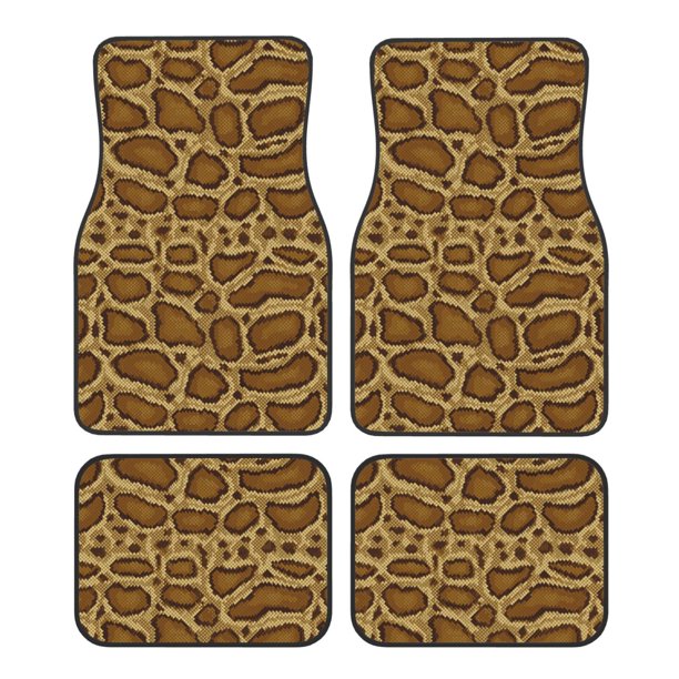 Fotbe Snake Skin Juego de 4 Tapetes para Auto con Estampado – Alfombrillas de Goma Reforzada, Diseño Antideslizante, Protección para Todo el Año – Vehículos, Autos, Camionetas y SUVs