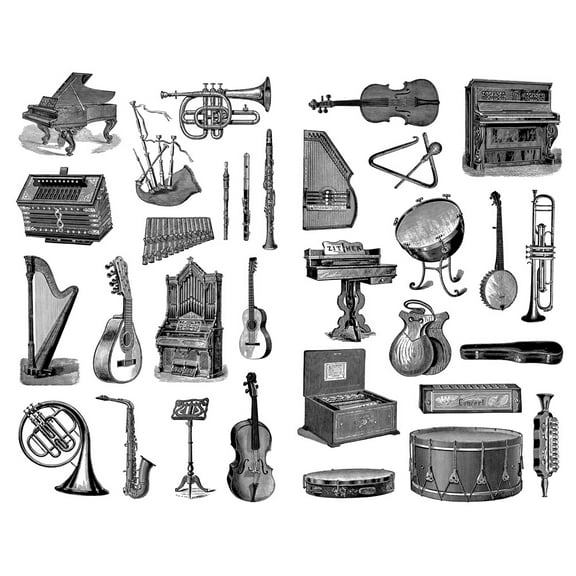 Vintage Musical Instrument Aesthetic Sticker Pre-cut Cute Diary Travel Paper Journal Stickers Scrapbooking Stationery Sticker Flakes Art Supplies