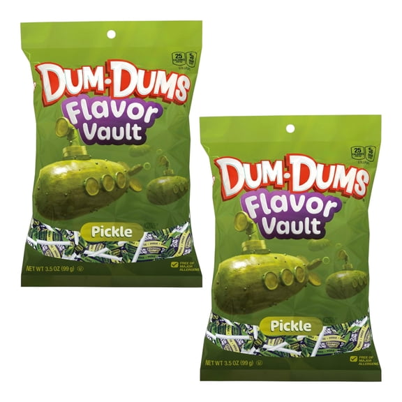 Dum Dums Flavor Vault Pickle Flavored Lollipops, 3.5 oz, 2 Pack