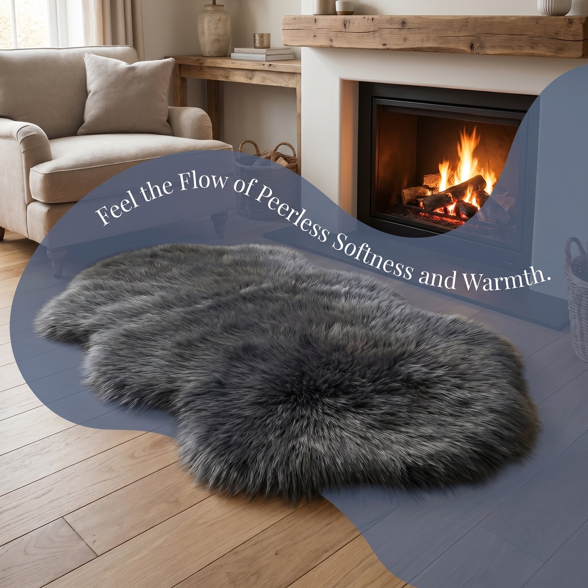 Unique Bargains Ultra Fluffy Bedroom Non Slip Fuzzy Shaggy Area Rug 35" x 24" Dark Gray