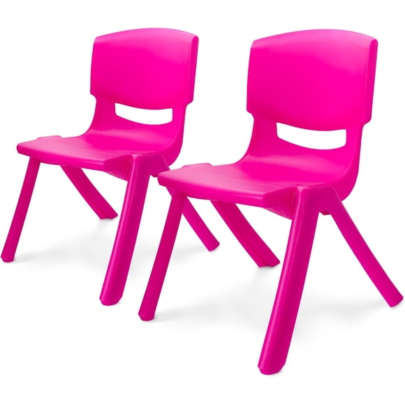 Set 2 Silla Infantil de Plástico Resistente para Niños | Diseño Ergonómico y Cómodo | Ideal para Casa, Escuela y Guardería (Rosa)