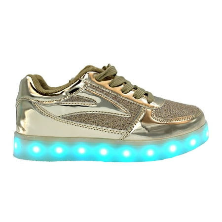 

Family Smiles LED Light Up Sneakers Low Top Adult Gold Shoes US 6.5 / EU 37