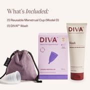 DIVA Cup & DIVA Wash Combo Pack - Medical Grade Silicone Cup for Period Care - Reusable Menstrual Cup - Cleaner for Period Cup - Cup Model 0 (For Slim Vaginal Canals & First-Time Users)