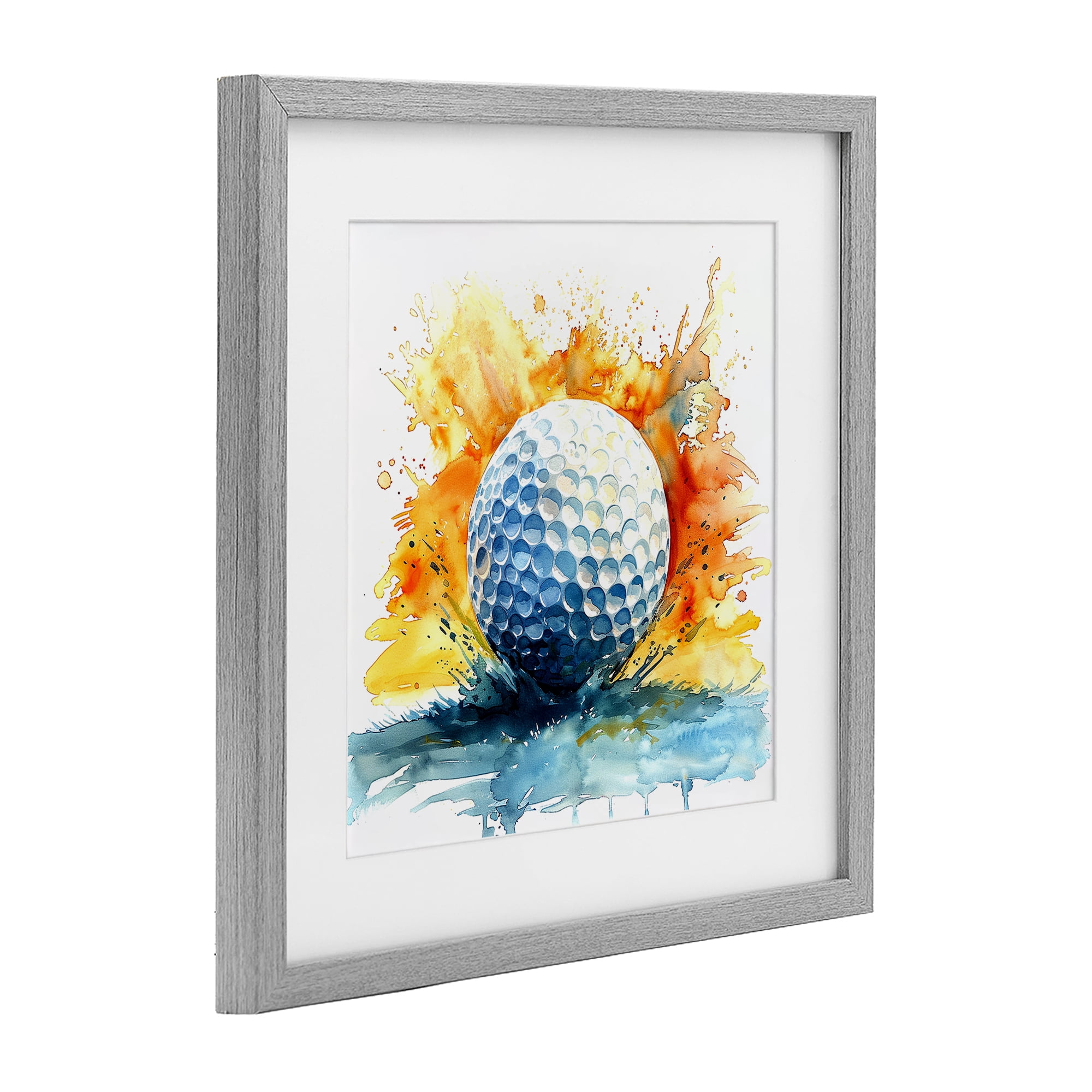 Stupell Industries Golf Splash Watercolor Burst Gray Framed Print Under Glass, design by LSR Design Studio