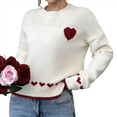 thumbnail image 3 of Suéter de Punto Holgado Informal con Cuello Redondo y Diseño de Corazón para Mujer XL, 3 of 7
