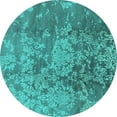 thumbnail image 1 of Ahgly Company Machine Washable Indoor Round Oriental Turquoise Blue Industrial Area Rugs, 6' Round, 1 of 4
