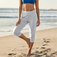 thumbnail image 5 of PWPSG Womens Jogger Capri Pants, High Waist Straight Leg Construction, Soft Terry Material with Comfort Fit for Sporty Casual Outing Gray L, 5 of 8