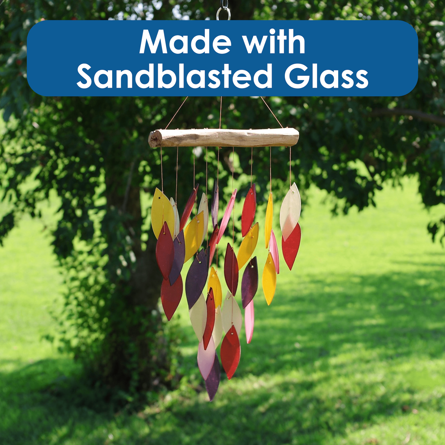 Blue Handworks Glass Wind Chime Fiesta Waterfall Wind Chimes Garden Decor