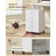 thumbnail image 4 of Mobile 5-Drawer File Cabinet - Tool-Free Assembly, Locking Wheels, Printer Stand for Home Office, Cloud White, 4 of 5