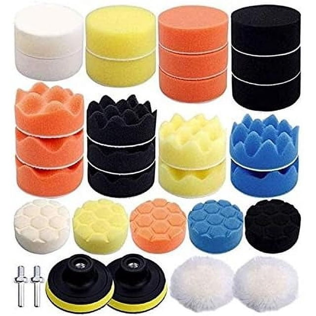 Juego de 31 almohadillas de esponja para pulir y almohadillas de pulido de 3 pulgadas, kit de almohadillas para pulir el coche, almohadillas de espuma para pulir el coche, accesorio pulidor