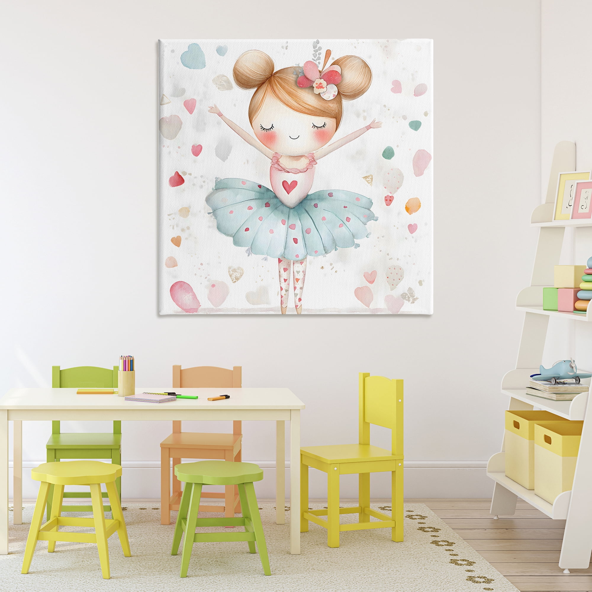 Stupell Industries Cute Ballerina with Hearts Canvas Wall Art, design by Creative Studio