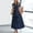 Navy Blue, variant on MORTTIC Women's Elegant V-Neck A-Line Short Sleeve Dress, Solid Color Pleated Maxi Dress for Spring/Summer Navy Blue，S