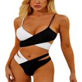 thumbnail image 1 of Femmes Couleur Bloc Spaghetti Sangle Léopard Imprimé 2 Pièces Maillots de Bain, 1 of 4