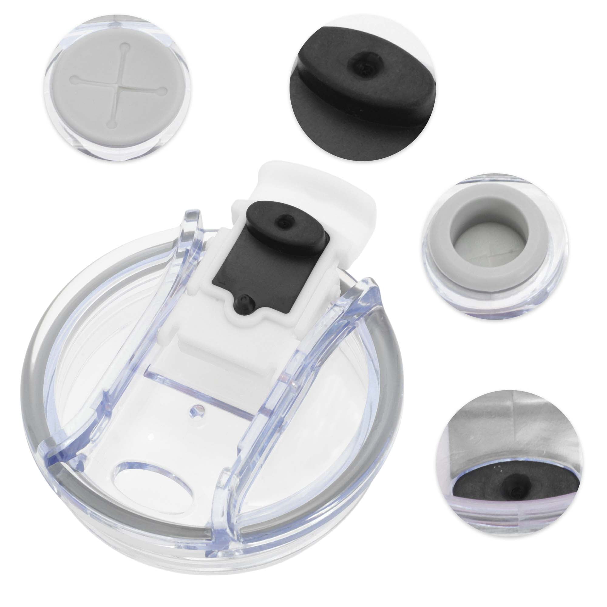 Unique Bargains 1 Pc Durable Tumbler Lid with Magnetic Slider and O-Rings White