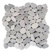 12 in. x 12 in. Light Grey Honed Sliced Pebble Floor and Wall Tile 12" x12" (5.0 Sq. ft. / Case)
