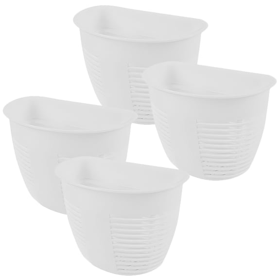 HAMPPLIES 4-Pack Rectangular No-Drill Kitchen Wall Organizer, White PP, Easy Mount Storage Solution for Home and Kitchen