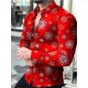 thumbnail image 1 of Camisa de hombre con copos de nieve 2024, solapa con botones, manga larga, cuadros rojos de Claus, estampado HD, cómoda y suave, 1 of 6