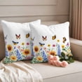thumbnail image 2 of Country Sunflower Pillow Covers 2 Pack Daisy Lavender Butterfly Farm Botanical Pillowcase Waterproof Outdoor Throw Pillow Cover for Patio Garden Square Cushion 16”x16”, 2 of 9