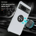 thumbnail image 2 of for Google Pixel 7A Case, 360° Rotatable Ring Holder Kickstand Dual Layer Military-Grade Drop Tested Protection Support Car Holder Mount Magnetic Absorbing Bumper Phone Case, Silver, 2 of 7
