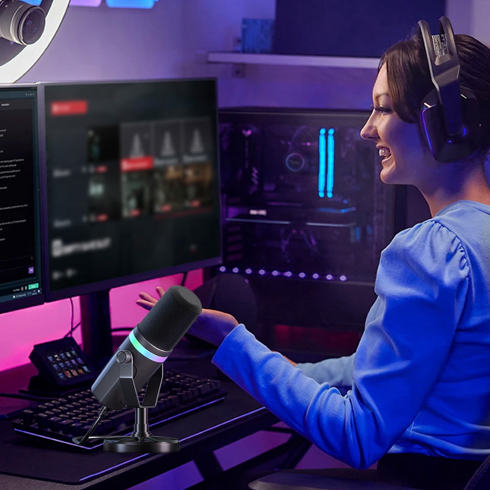 HUISZJ Competitive Microphone, Dynamic Computer Microphone PC Computer Gaming, Dynamic Gaming Microphone for Studio Recording