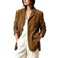 thumbnail image 5 of Umfun Jackets for Women Suede Texture Button Down Relaxed Casual Fall Winter Mid-Length Outerwear Coats for Women Work Office and Casual Daily Wear Activities, 5 of 9