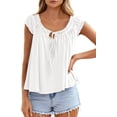 thumbnail image 3 of PRETTYGARDEN Womens Tie Front Tank Tops Summer Fashion Cap Sleeve Babydoll Blouses Flowy Shirts Spring Going Out Outfits, 3 of 7
