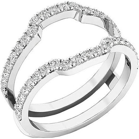 beryl_creation 925 Sterling Silver 2.40 Ctw Round Cut Diamond Enhancer Wrap Guard Engagement Wedding Women's Ring 14k White Gold Finish