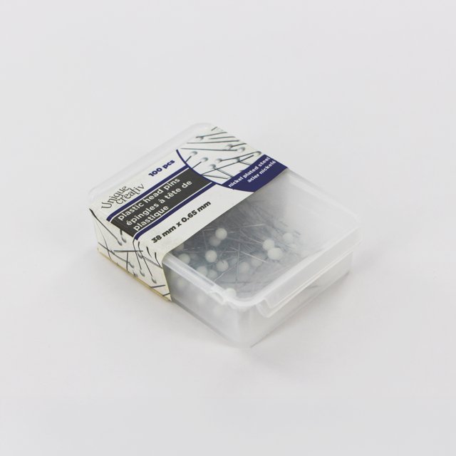 UNIQUE CREATIV Plastic‑Head Pins — White, 38 mm, 100‑Pack