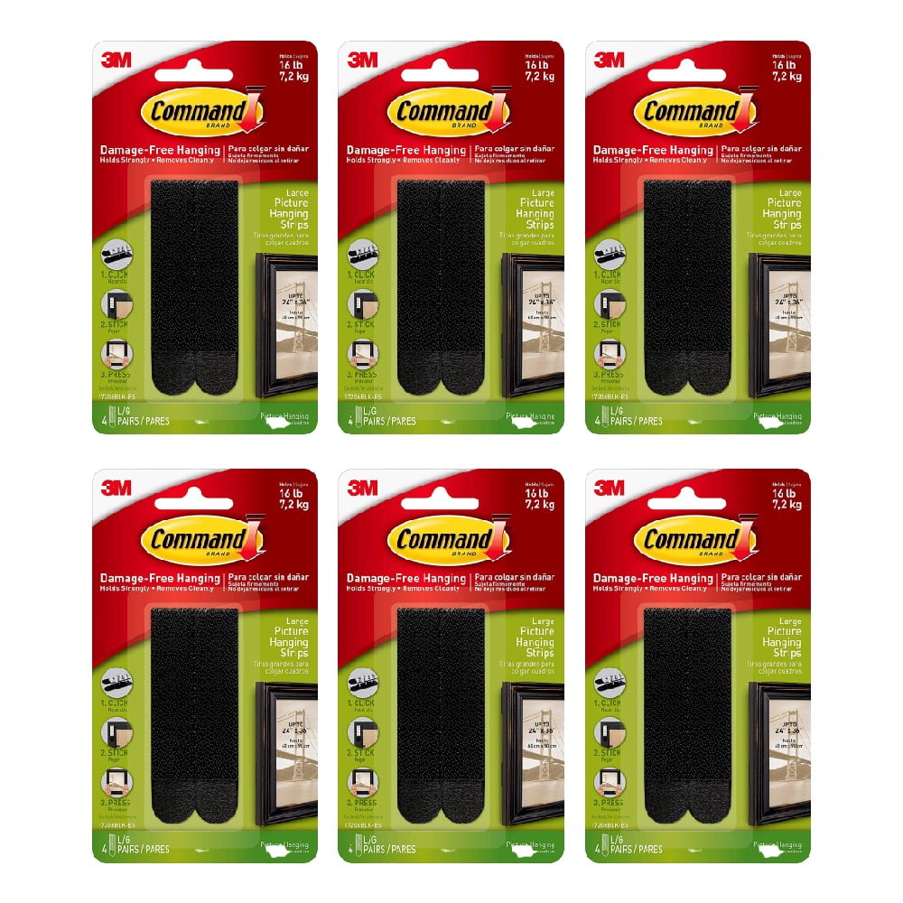 Command Large Picture Hanging Strips 3M 17206BLK Damage Free Strong